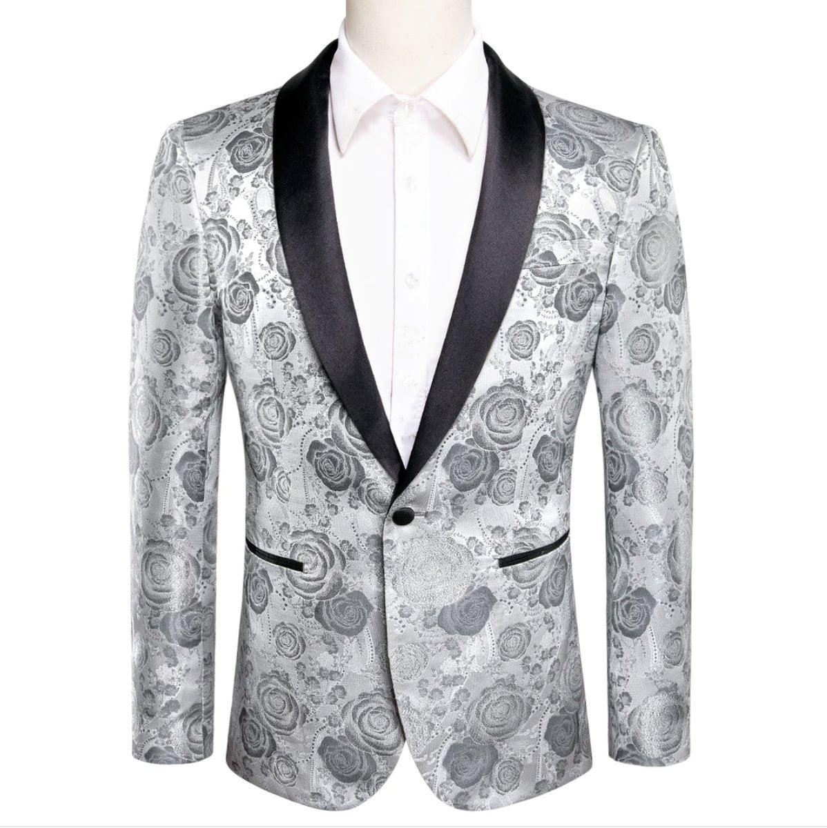 Simon Von New Luxury Grey White Floral Men's Blazer - XX - 1007 - SimonVon Shop