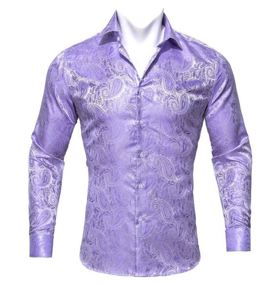 Simon Von New Purple Paisley Silk Shirt - CY - 0423 - SimonVon Shop