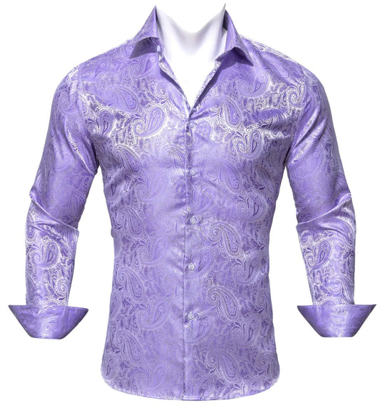 Simon Von New Purple Paisley Silk Shirt - CY - 0423 - SimonVon Shop