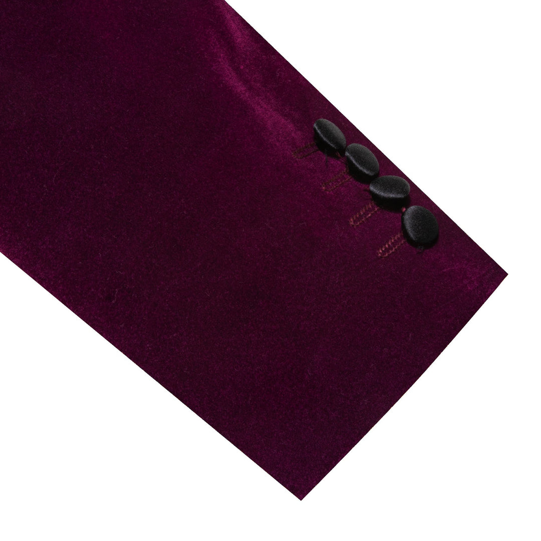 Simon Von Peak Collar Suit Plum Purple Solid Slim Men's Silk Suit - XX - 0051 - SimonVon Shop