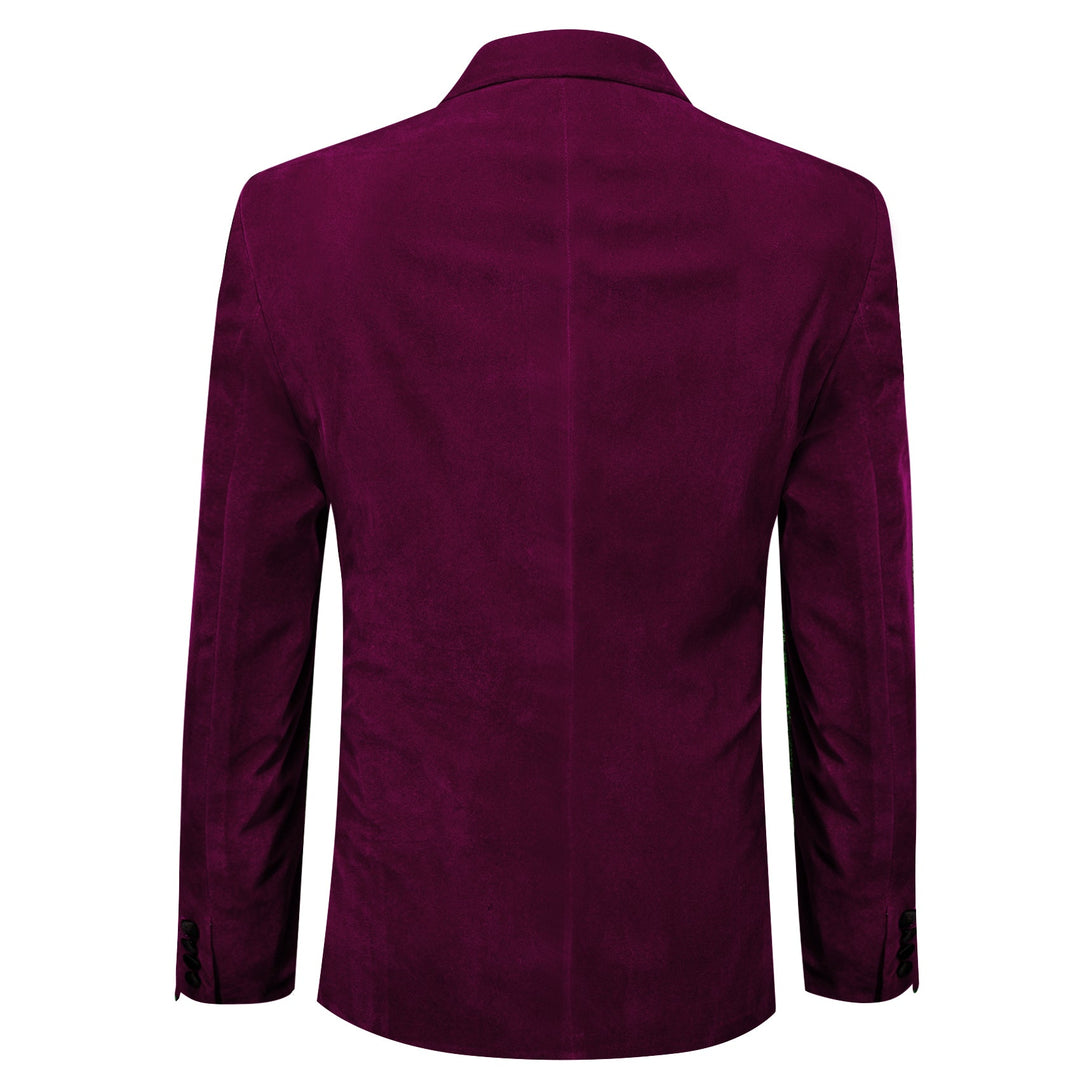 Simon Von Peak Collar Suit Plum Purple Solid Slim Men's Silk Suit - XX - 0051 - SimonVon Shop