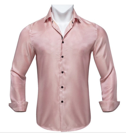 SIMON VON PINK SOLID SILK MEN'S SHIRT - CY2013 - SimonVon Shop