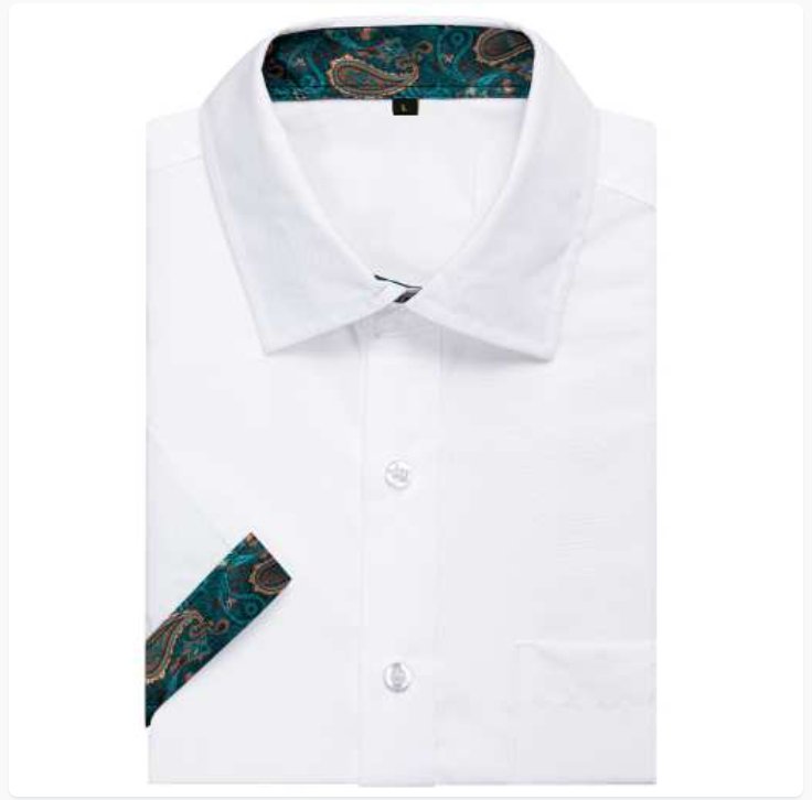 Simon Von White Green Paisley Panel Men's Slim Short Sleeve Shirt - CY - 2400 - SimonVon Shop
