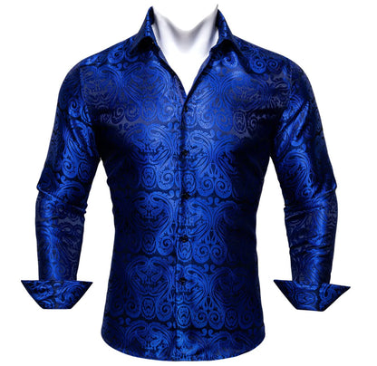 Simon.Von Blue Paisley Silk Shirt - CY - 0404 - SimonVon Shop