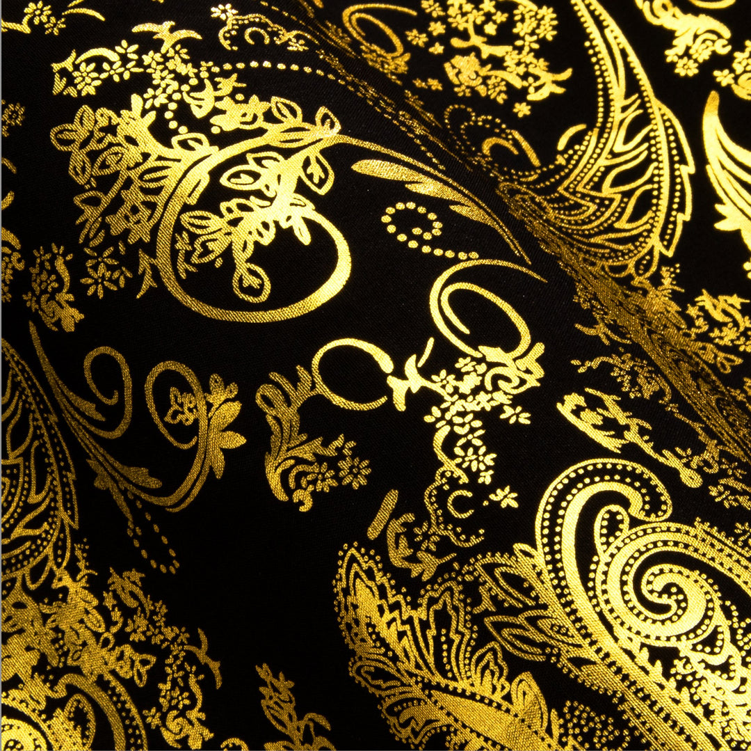 Simon.Von Classy Gold Black Paisley Silk Men's Shirt - CY - 0590 - SimonVon Shop