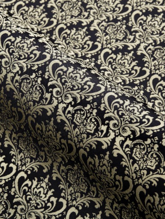 SimonVon New Fashionable Black Golden Silk Floral Long Sleeve Men's Shirt CY - 0065 - SimonVon Shop