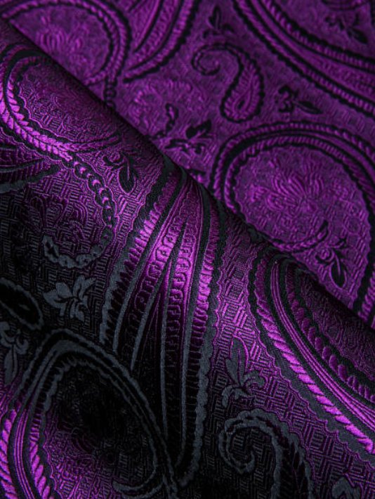 SimonVon New Purple Silk Paisley Tribal Long Sleeve Daily Slim - fit Men's Shirt CY - 0037 - SimonVon Shop