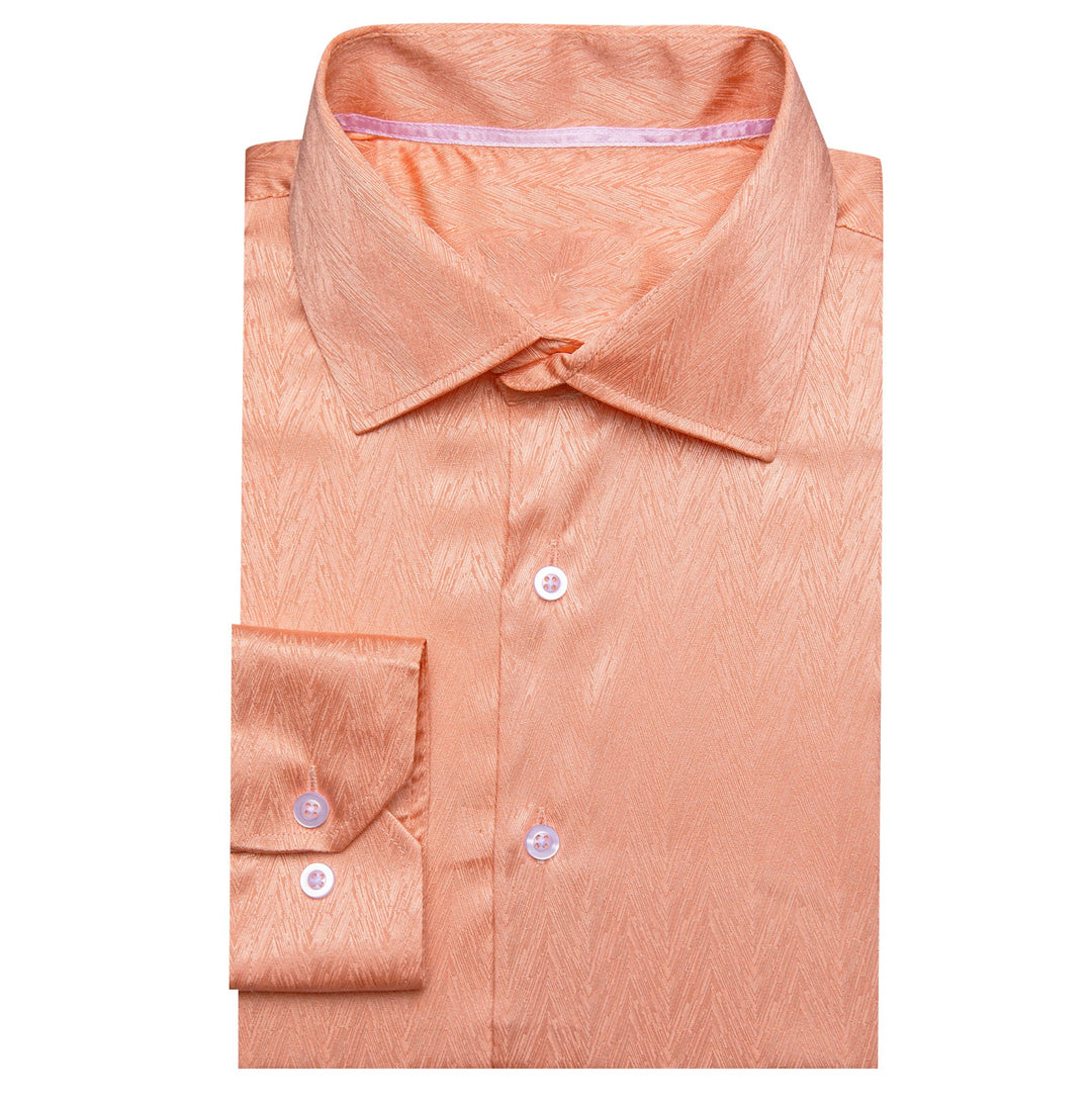 Simon.Von Pale Orange Solid Silk Men's Shirt - CY - 0669 - SimonVon Shop