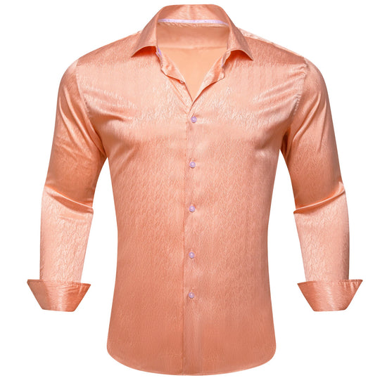 Simon.Von Pale Orange Solid Silk Men's Shirt - CY - 0669 - SimonVon Shop