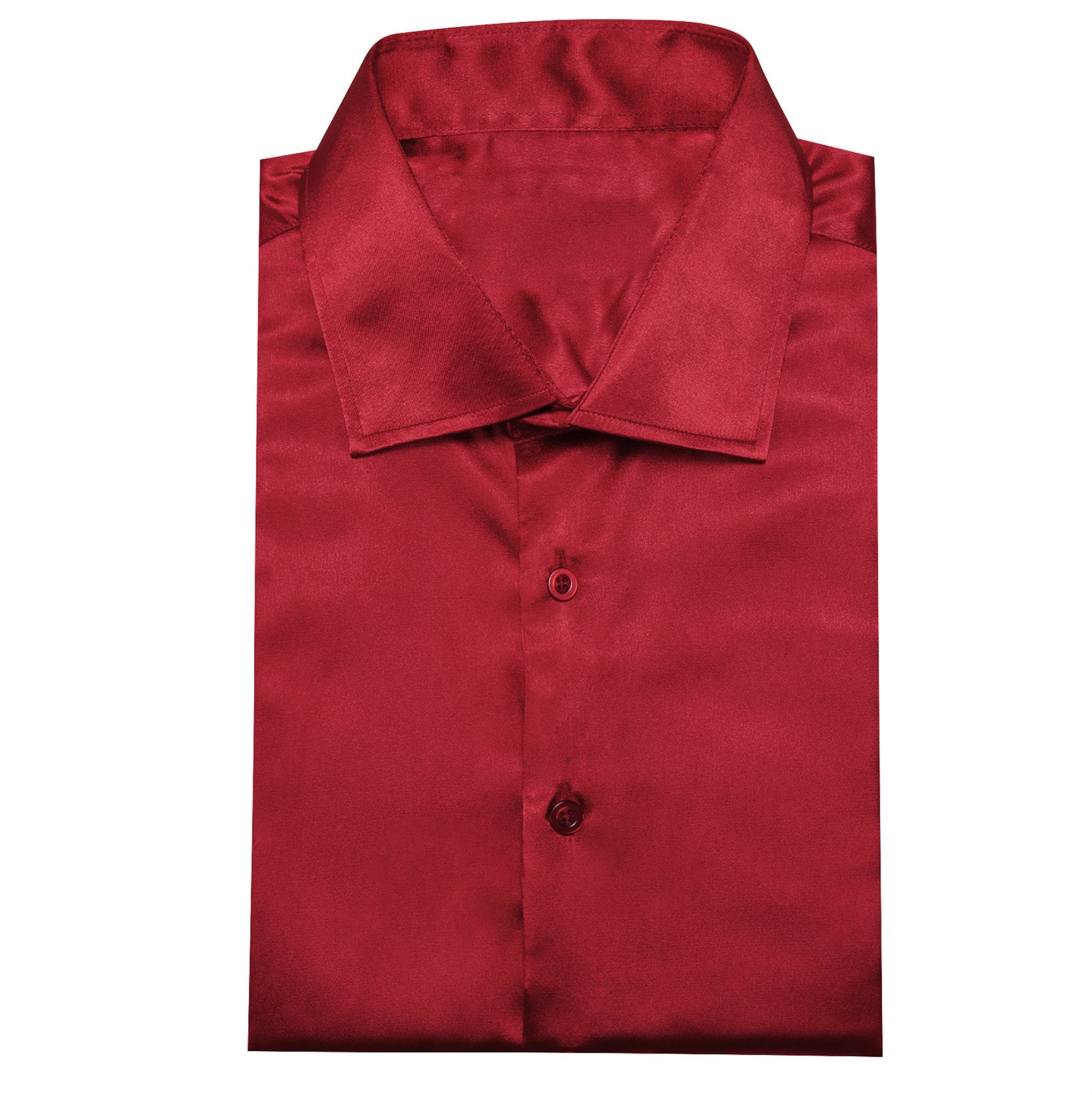 Simon.Von Red Solid Silk Men's Long Sleeve Shirt - CY - 0520 - SimonVon Shop