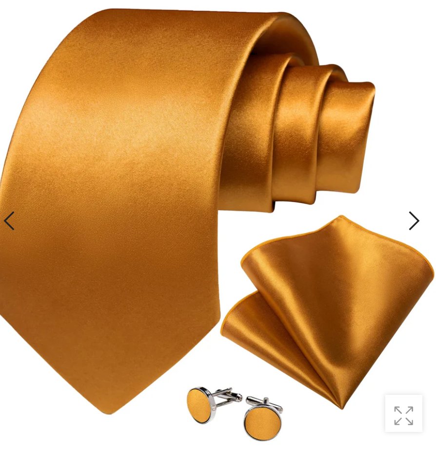 Simon.Von Silk Tie Shining Pure Gold Solid Mens Formal Dress Tie Handkerchief Cufflinks Set - N - 5265 - SimonVon Shop