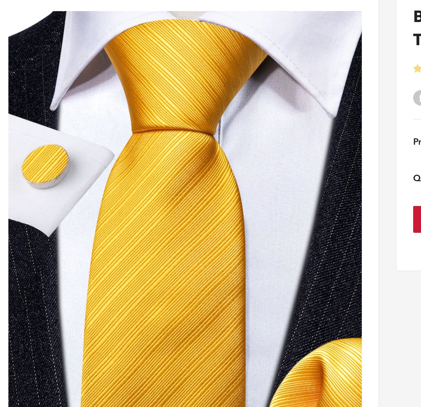 Simon.Von Yellow Tie Striped Silk Tie Hanky Cufflinks Set - N5091 - SimonVon Shop