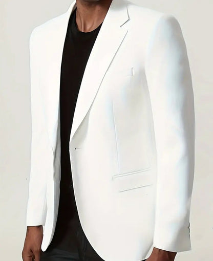 Stylish Men's Slim Fit White Solid Color Elegant Blazer Jacket - BJ201357 - SimonVon Shop