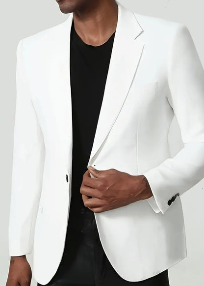 Stylish Men's Slim Fit White Solid Color Elegant Blazer Jacket - BJ201357 - SimonVon Shop