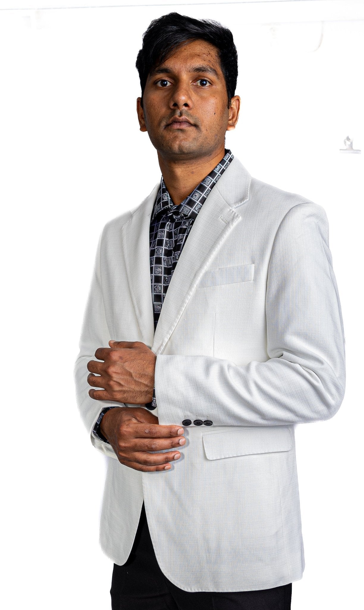 Stylish Men's Slim Fit White Solid Color Elegant Blazer Jacket-BJ201357 - SimonVon Shop