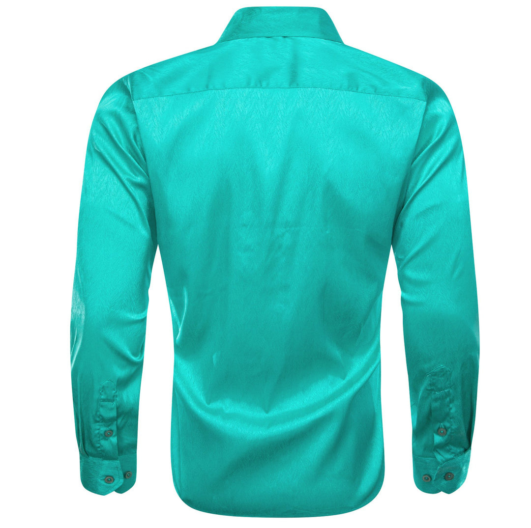 Turquoise Blue Silk Men's Long Sleeve Shirt - CY - 0670 - SimonVon Shop