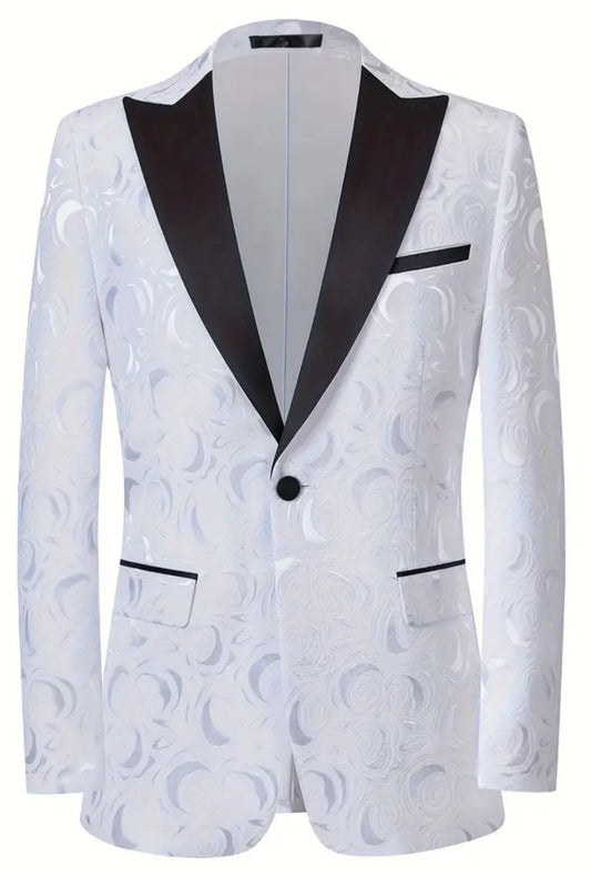 White Men's Blazer - Lapel Casual Party Jacket - XH27781 - SimonVon Shop