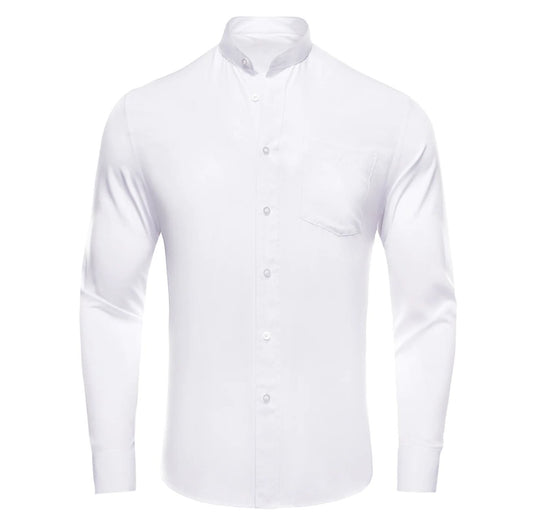 White Solid Men's Long Sleeve Dress Shirt - CY - 1309 - SimonVon Shop