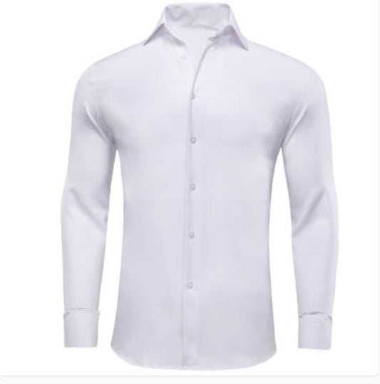 Wrinkle - Free White Long Sleeve Casual Button Down Shirt - CY - 1053 - SimonVon Shop