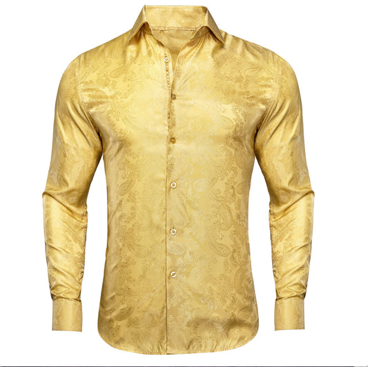 Yellow Golden Paisley Shirt - CY - 1035 - SimonVon Shop